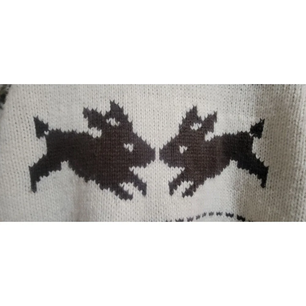 GAP Girl Open Cardigan Sweater Large 10-11 Wool Blend Cream & Brown Bunny Rabbit